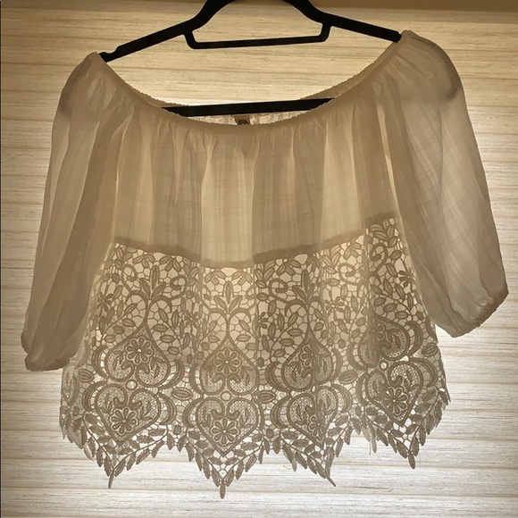 American Rag Tops - White lace top size small